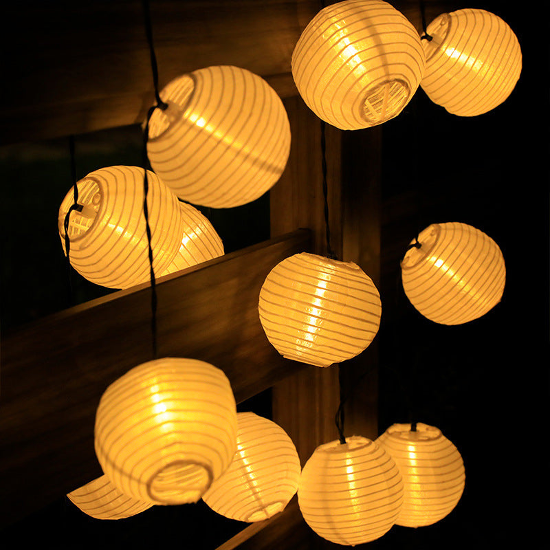 Solar string lights with colorful lanterns