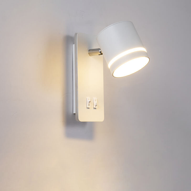 Minimalist LED wall sconce with a rotating reading spotlight