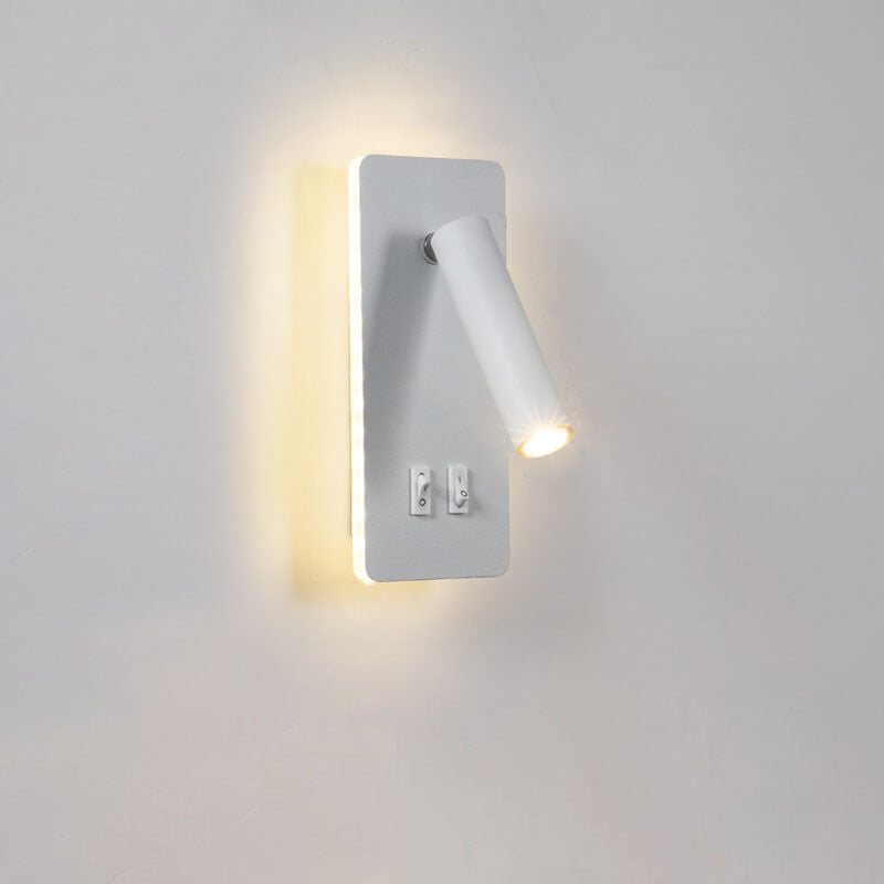 Minimalist LED wall sconce with a rotating reading spotlight
