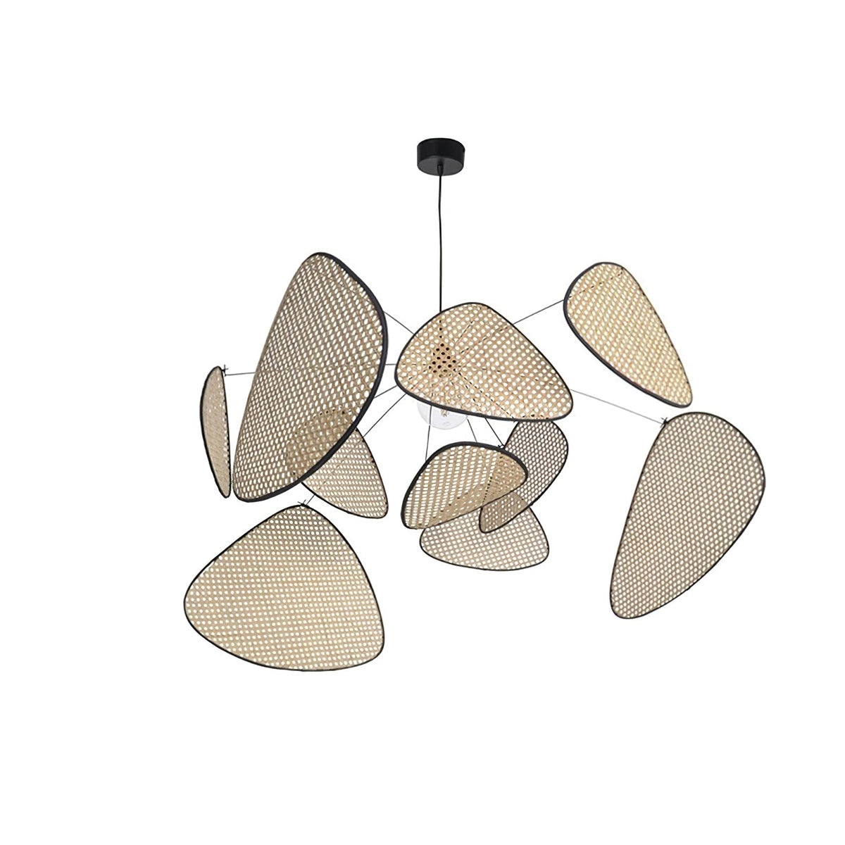Retro bamboo lampshade for a chandelier with woven fabric
