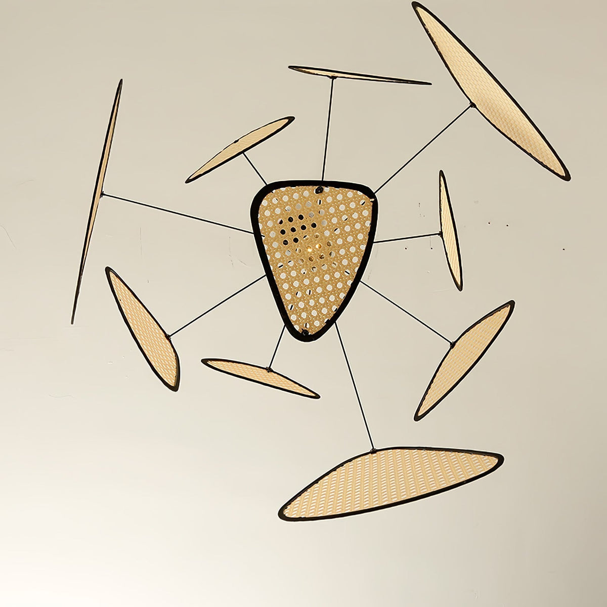 Retro bamboo lampshade for a chandelier with woven fabric
