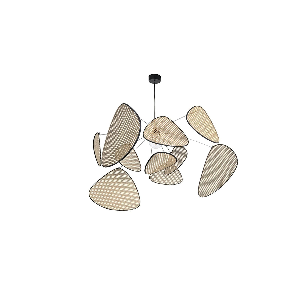 Retro bamboo lampshade for a chandelier with woven fabric