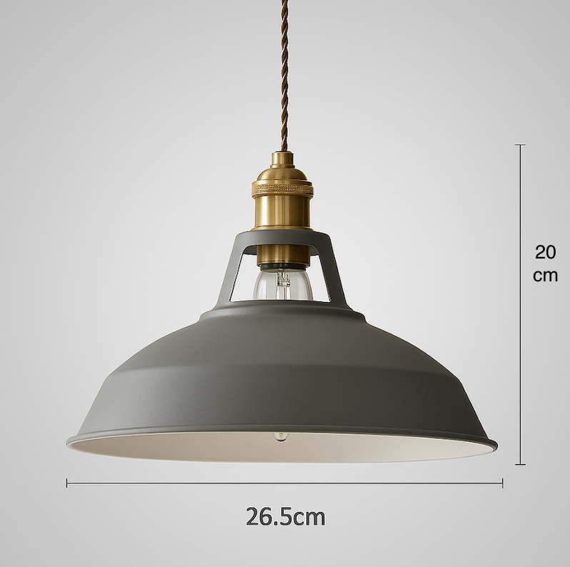 Industrial LED pendant lamp with a metal dome shade