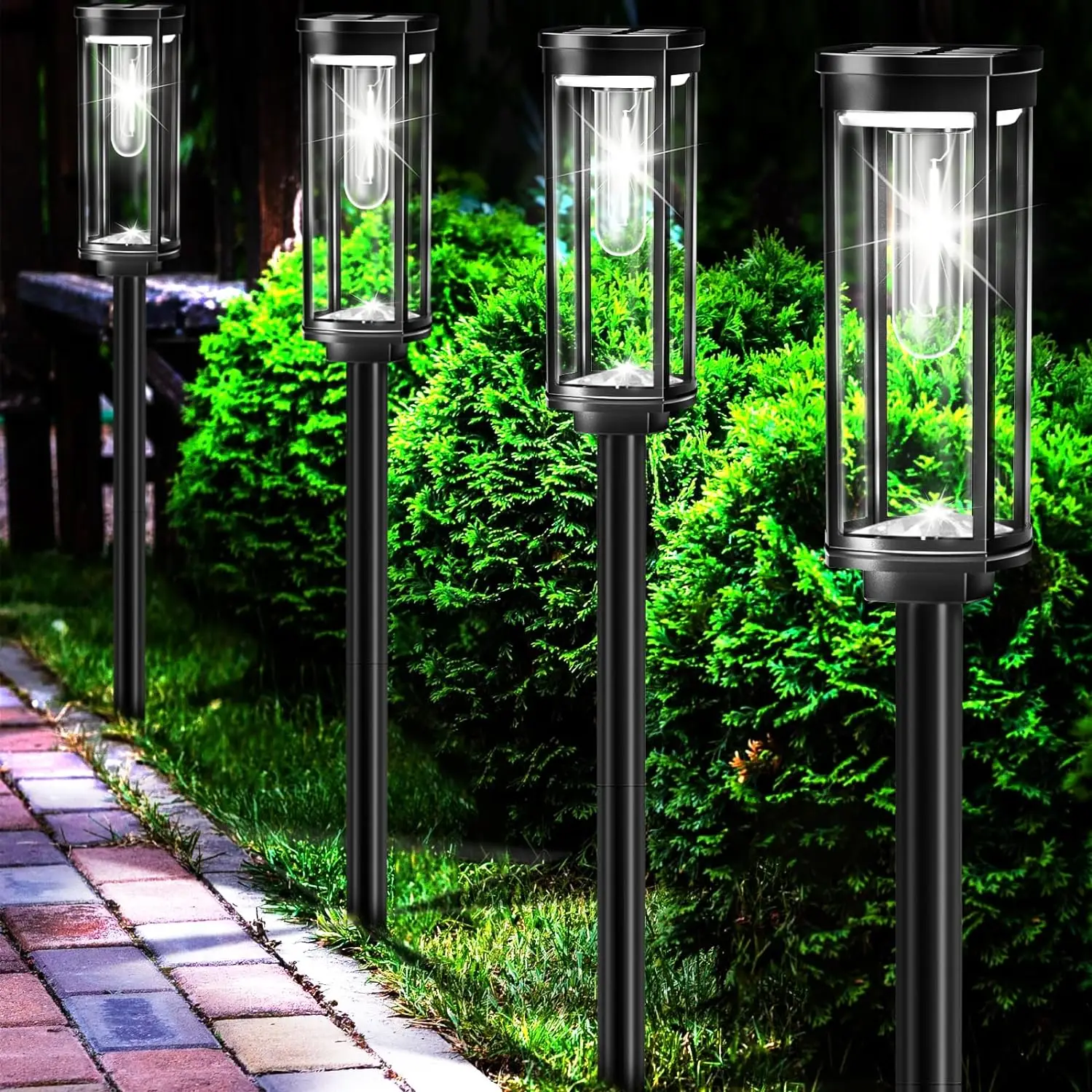 Zewnętrzne solarne latarnie ogrodowe ze świecącym szkłem