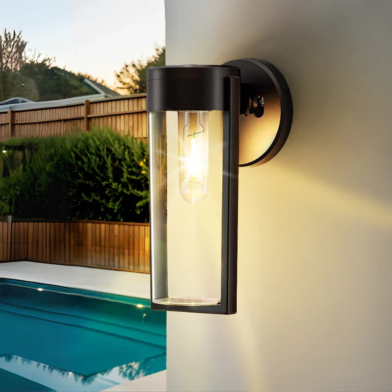 Zewnętrzna solarna lampa ścienna z widocznym światłem LED