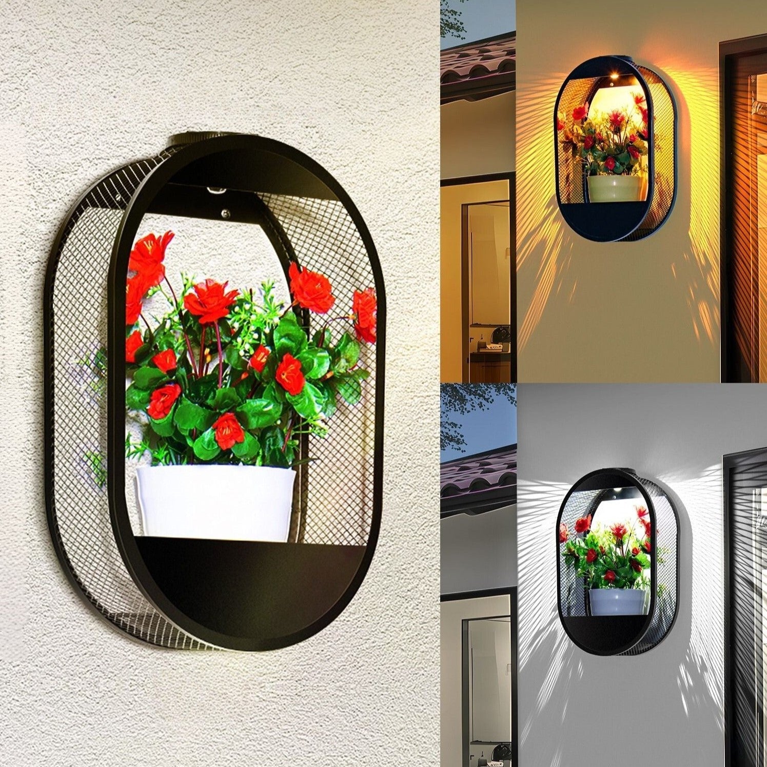 Lampa Zewnętrzna ścienna z doniczką i wbudowanym światłem