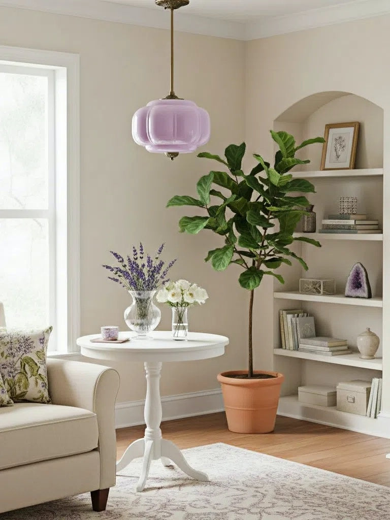 Klasyczna lampa wisząca w kształcie dyni szklana półpłaska