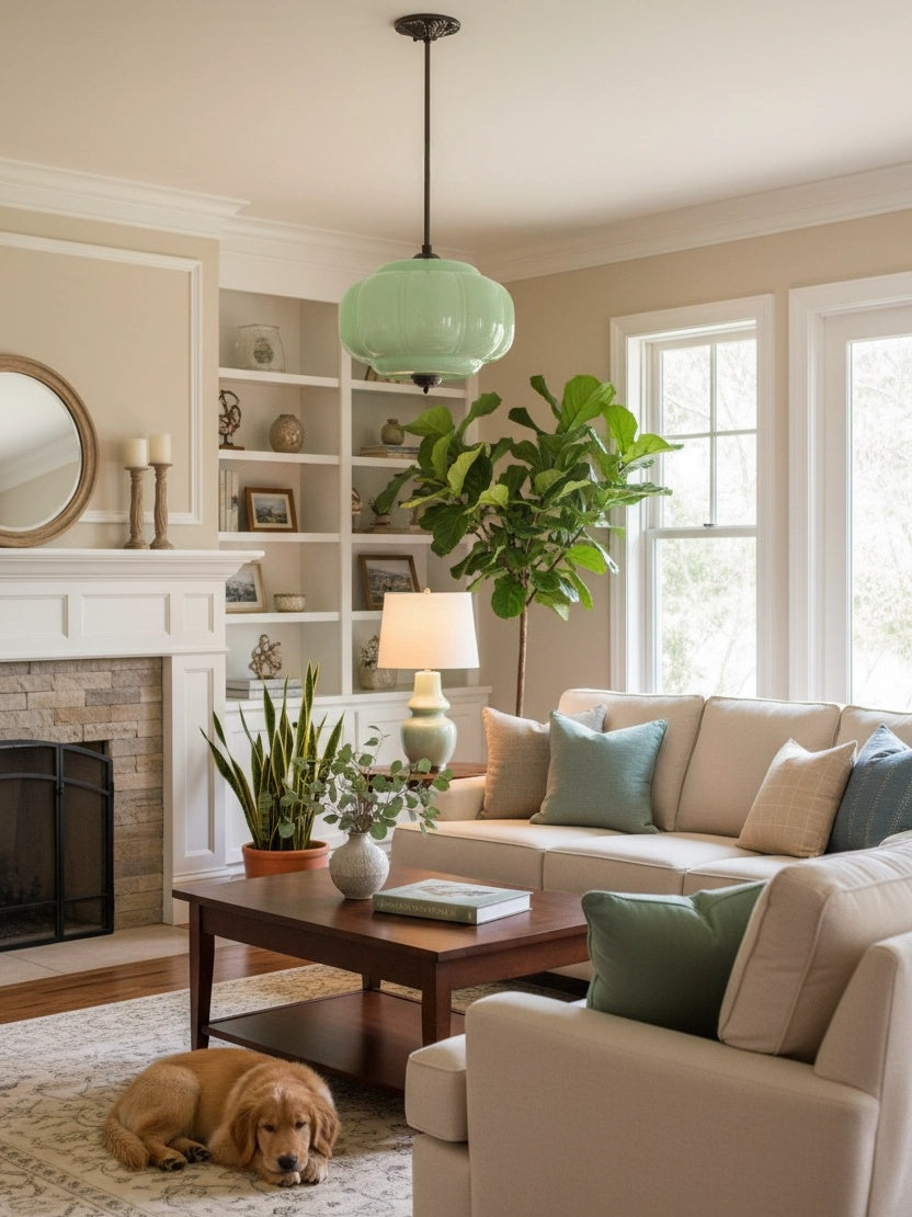 Klasyczna lampa wisząca w kształcie dyni szklana półpłaska