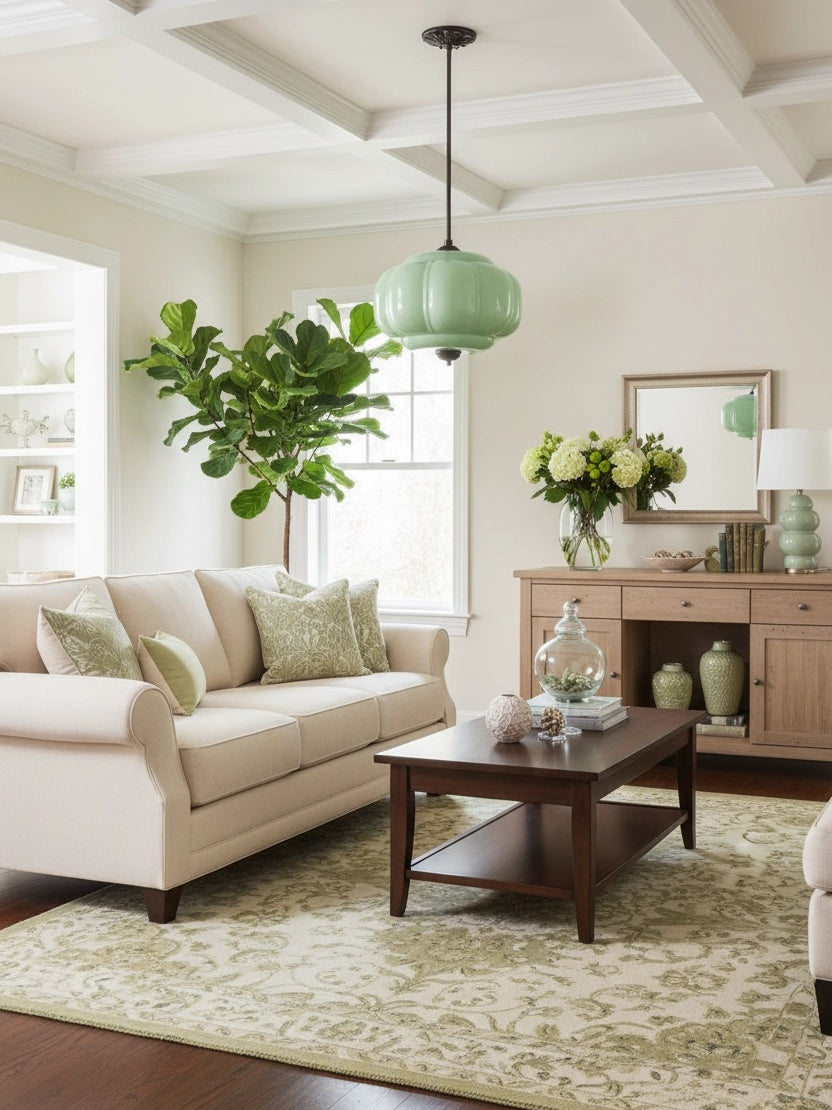 Klasyczna lampa wisząca w kształcie dyni szklana półpłaska