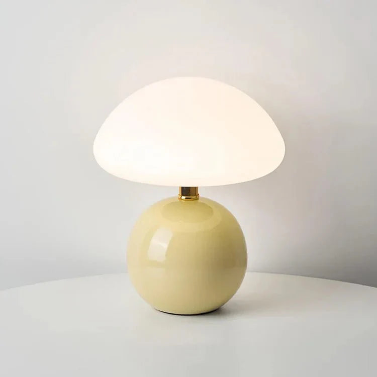 Okrągła ceramiczna lampa stołowa w kształcie grzyba