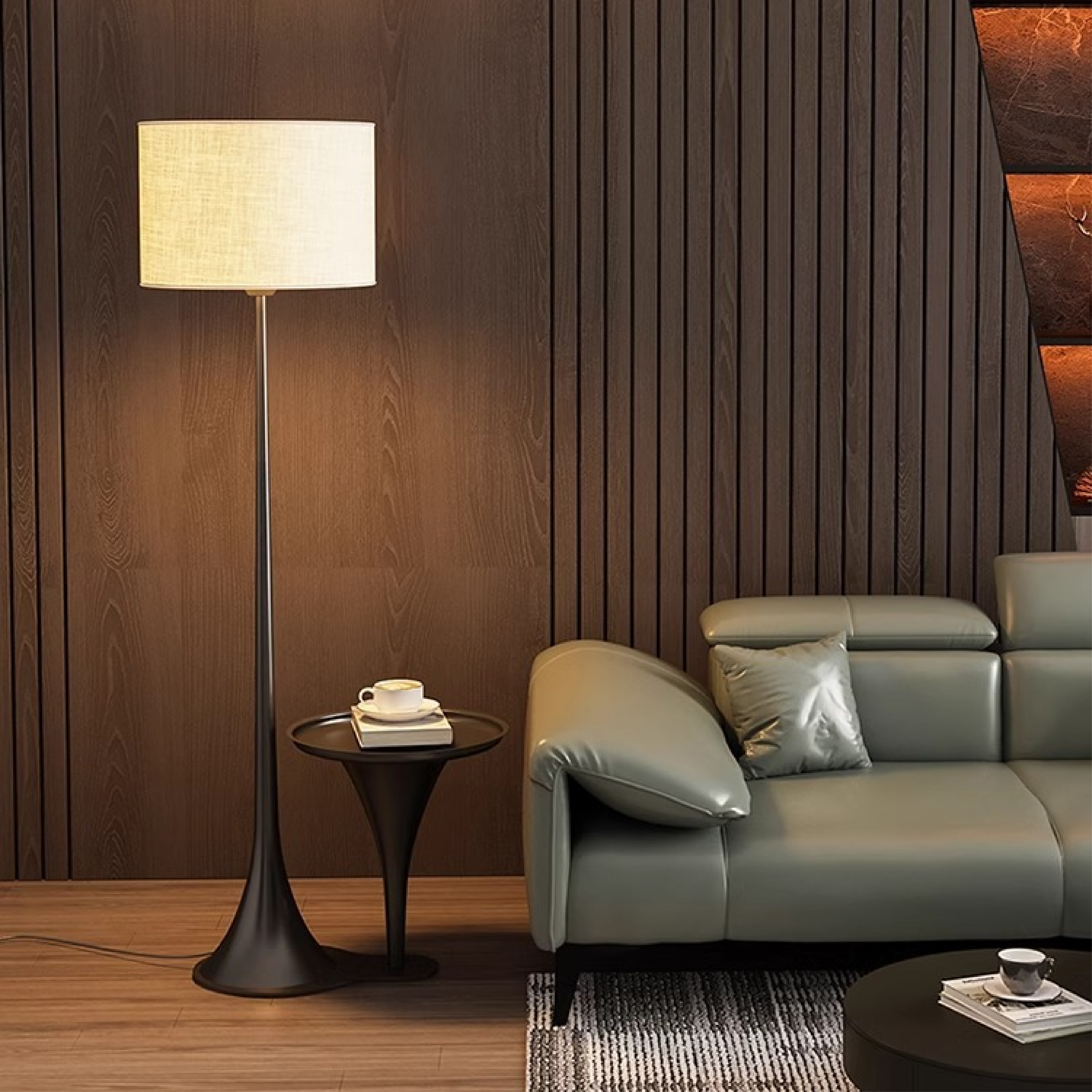 Nowoczesna wysoka lampa podłogowa z jedwabiu