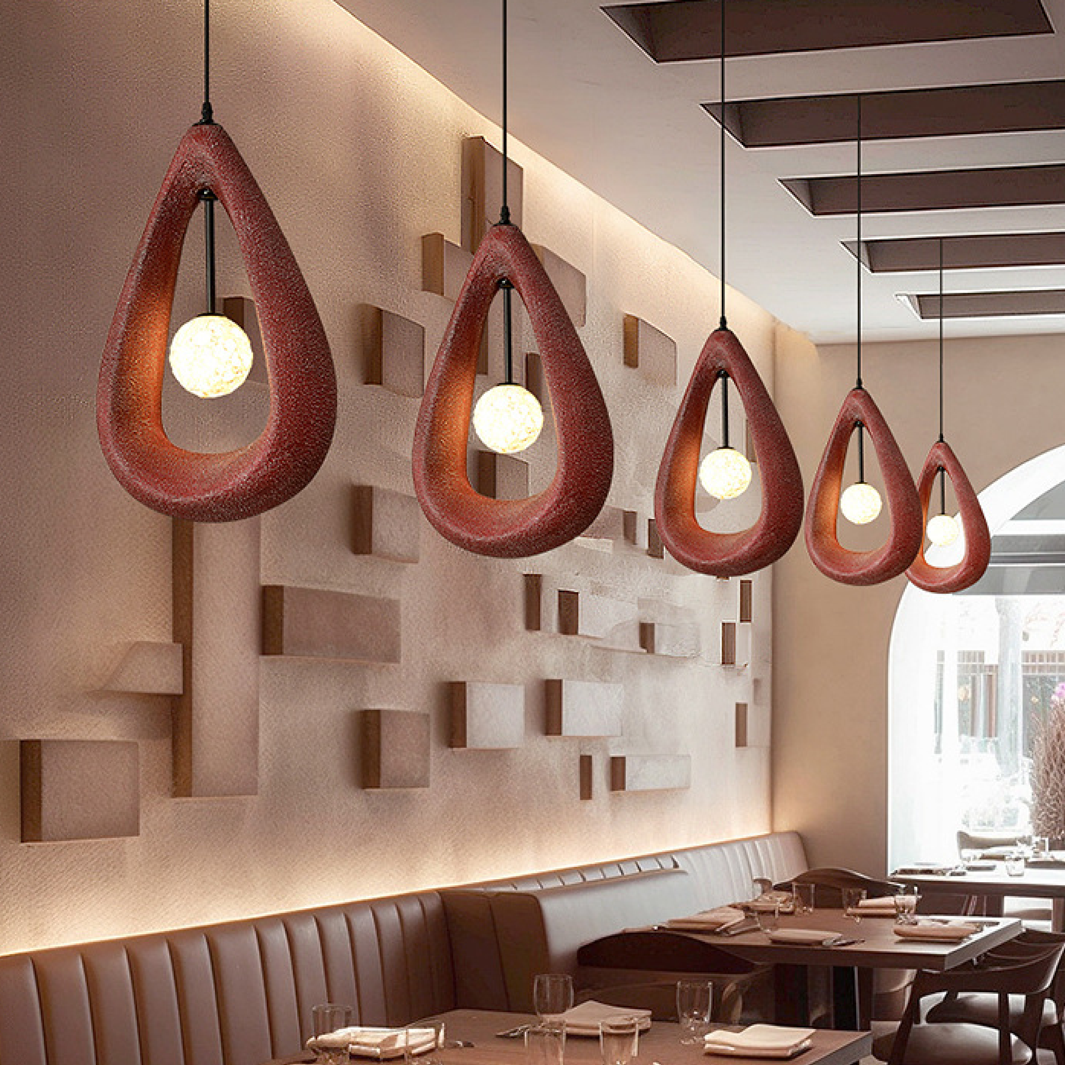 Minimalistyczna lampa wisząca owalna w stylu japońskim