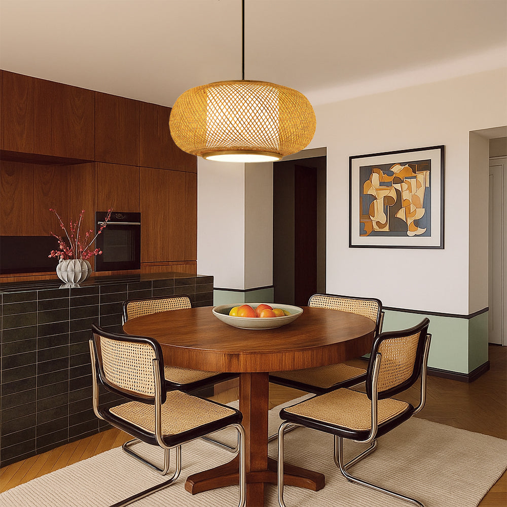 Naturalna Pleciona Lampa Wisząca z Bambusa