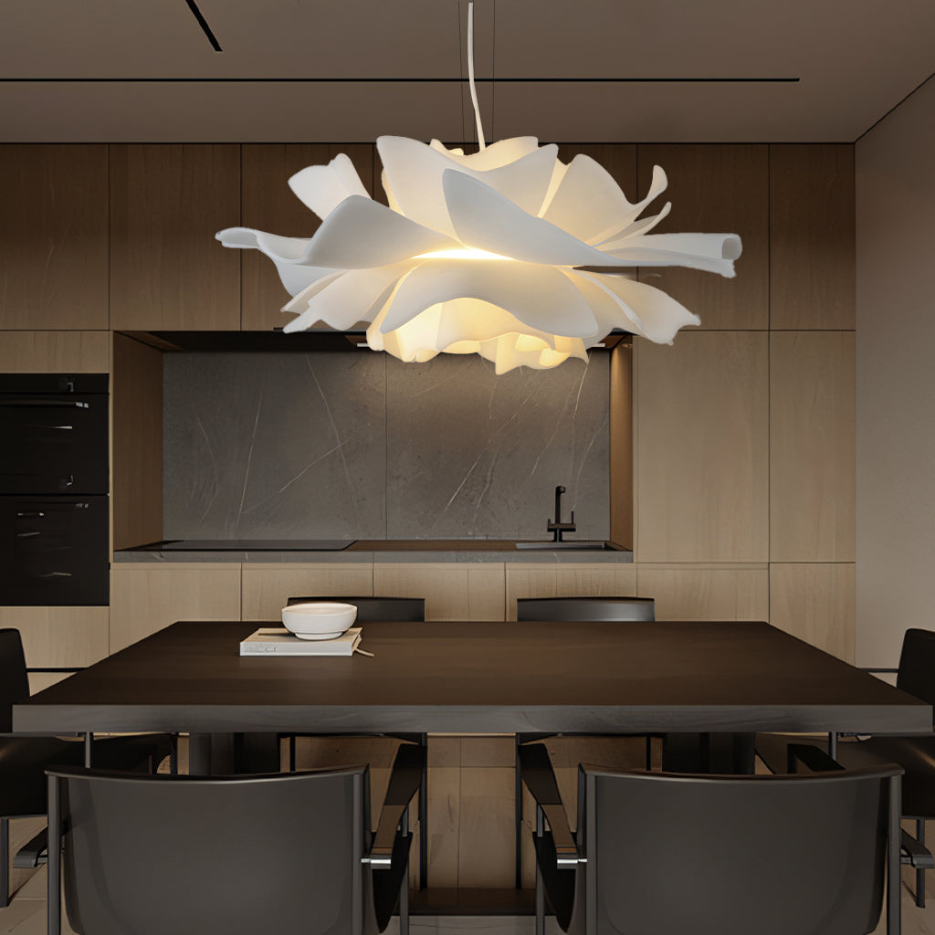 Japandi lotus flower pendant lamp with layered petals