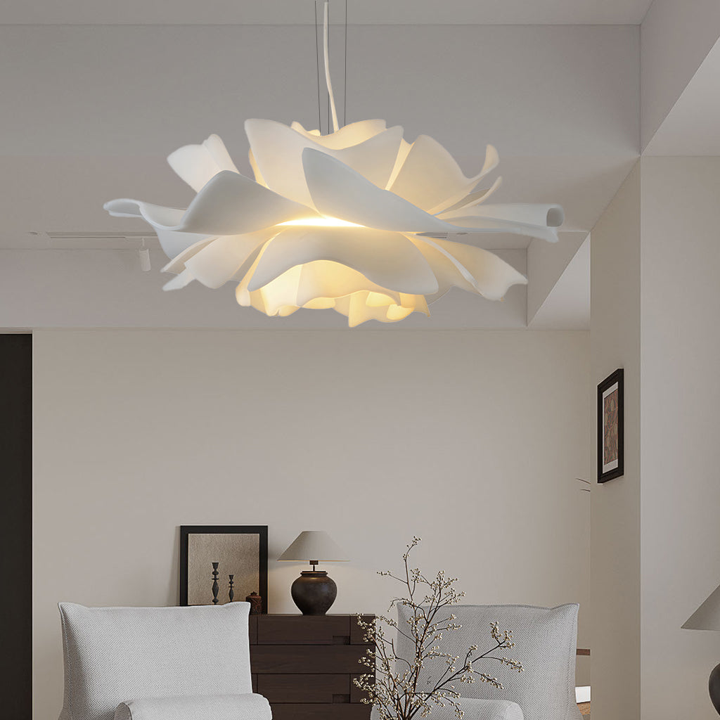 Japandi lotus flower pendant lamp with layered petals