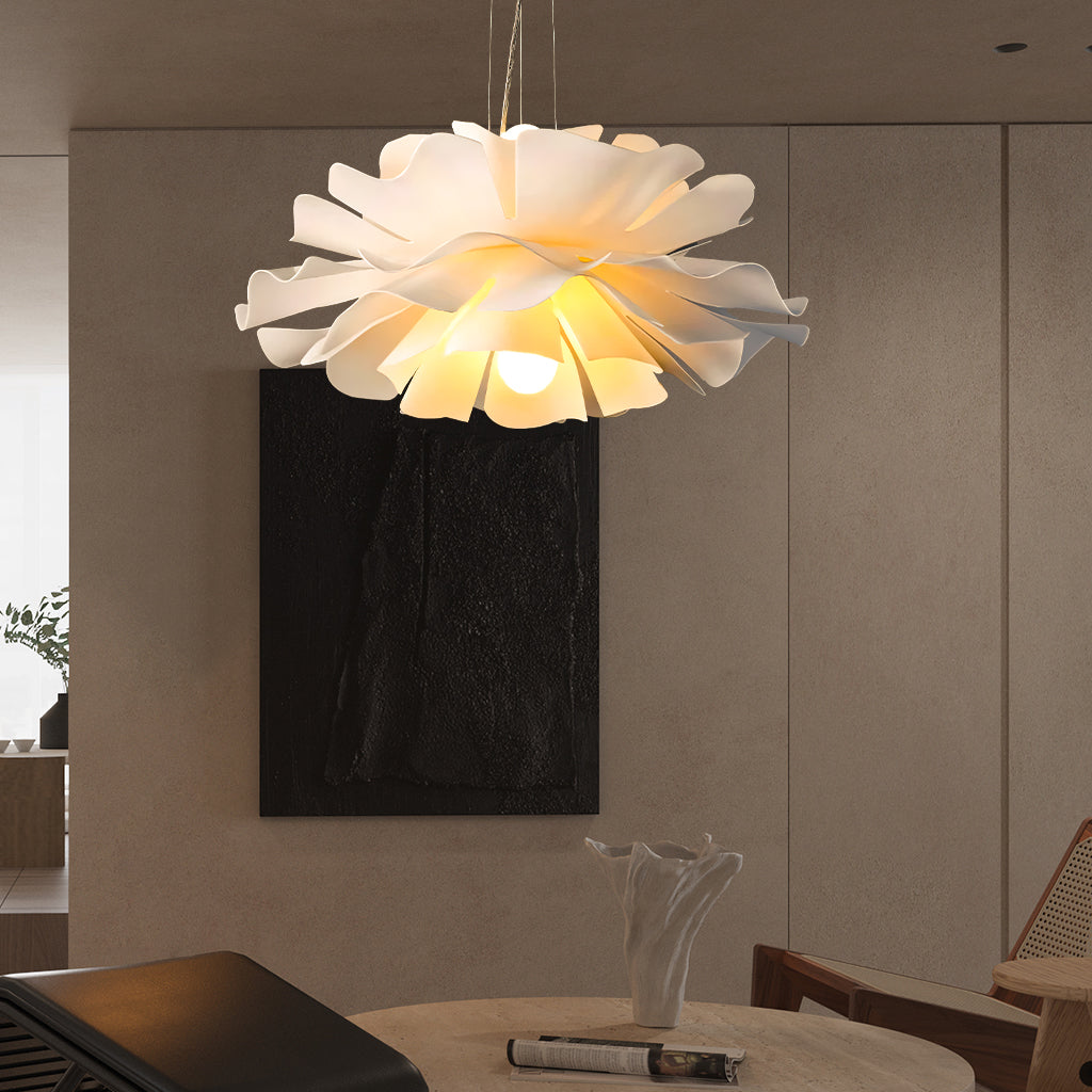 Japandi lotus flower pendant lamp with layered petals