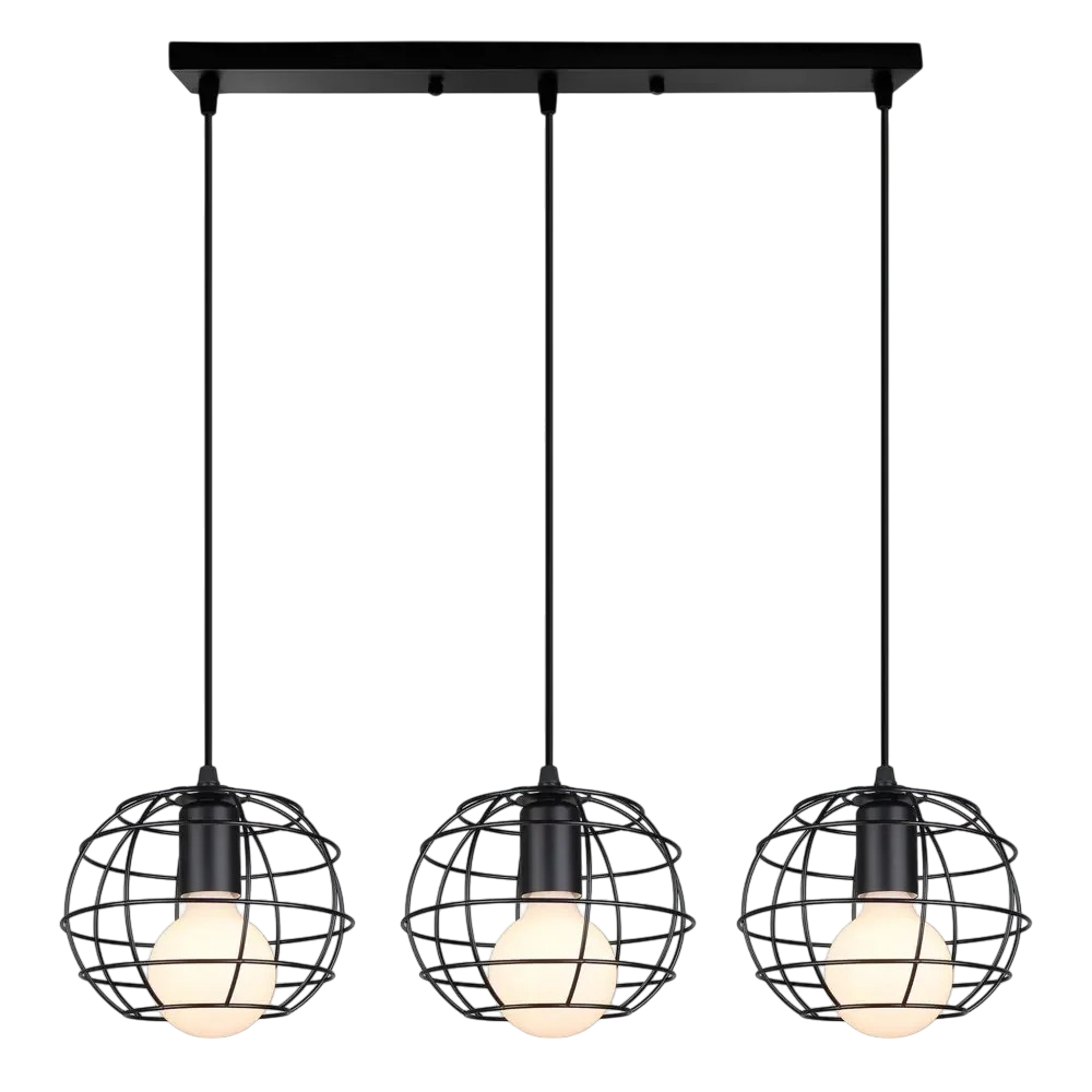 Industrialna lampa wisząca z trzema światłami