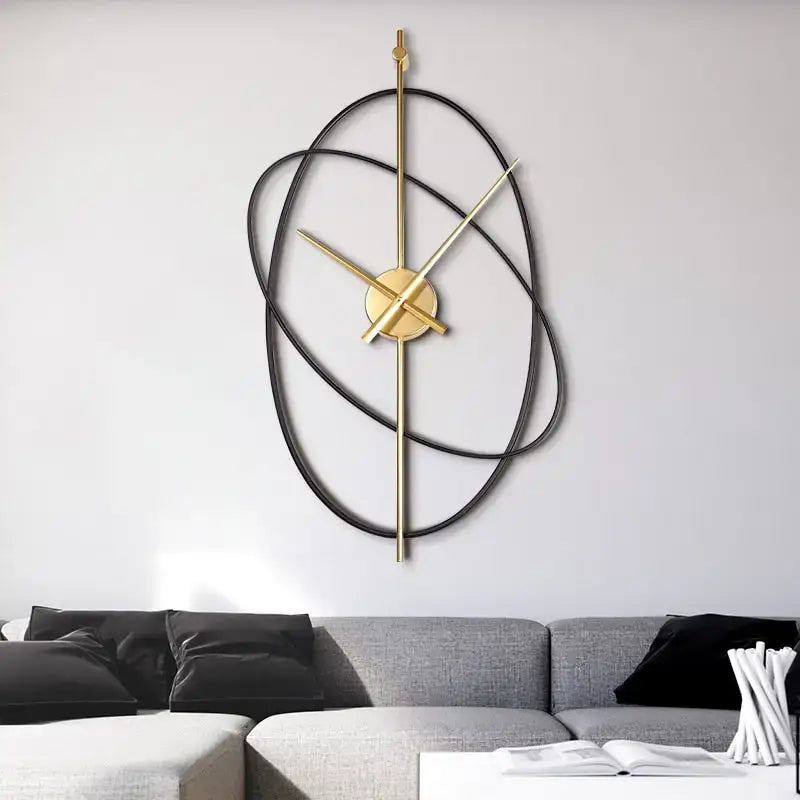 Gold metal wall clock with geometric shape
