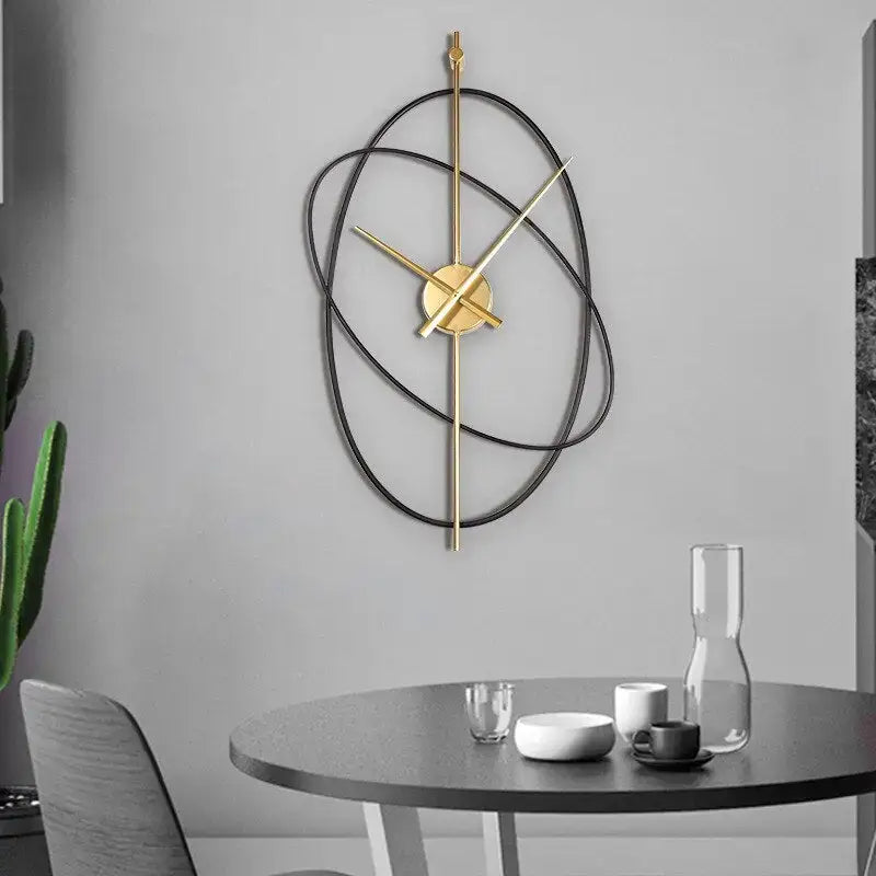 Gold metal wall clock with geometric shape