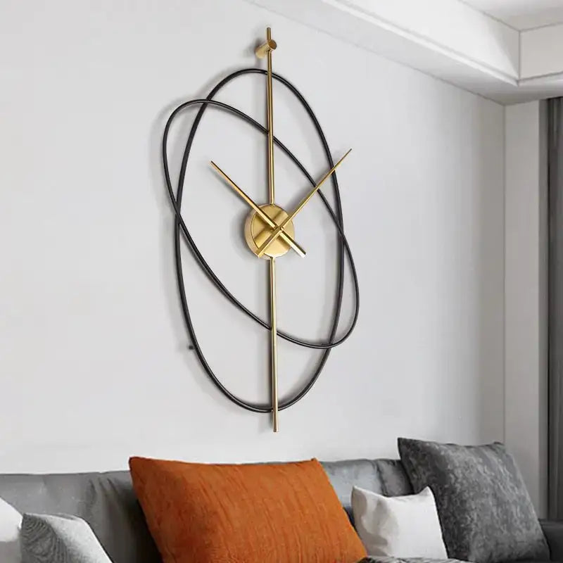 Gold metal wall clock with geometric shape