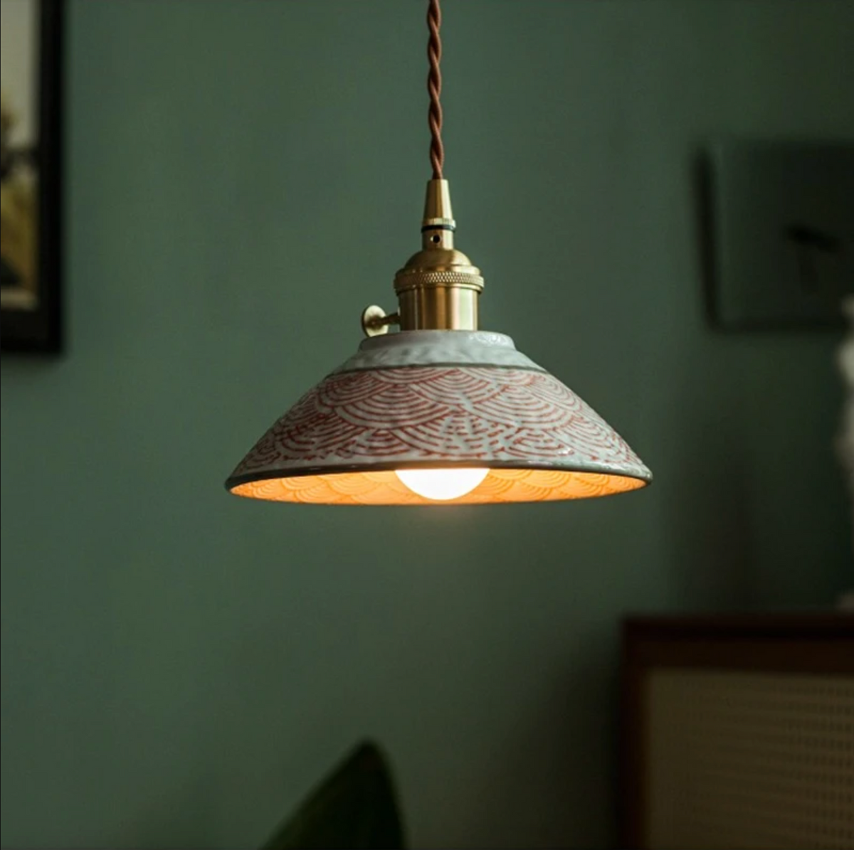 Ręcznie Malowana Ceramiczna Lampa Wisząca Dekoracyjna 13