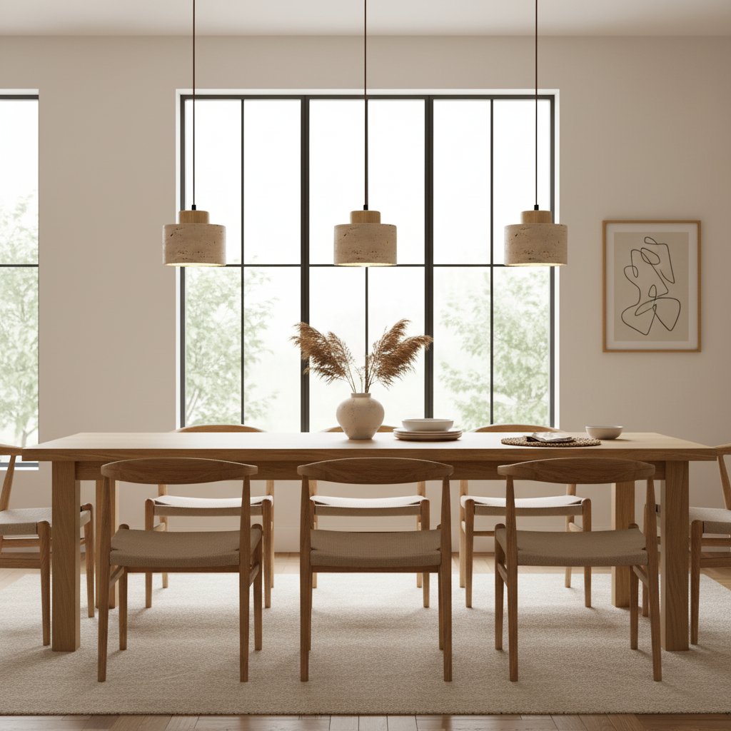 Minimalistyczna Lampa Wisząca z Travertynu Naturalnego 14