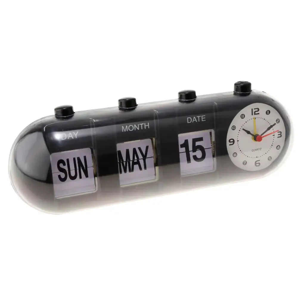 Table clock with calendar and analog dial