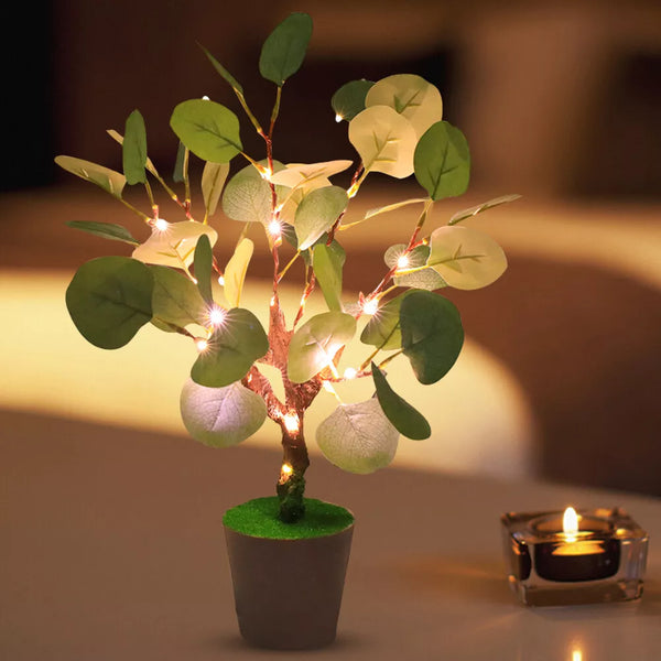 USB bedside lamp with illuminated branches and flowers