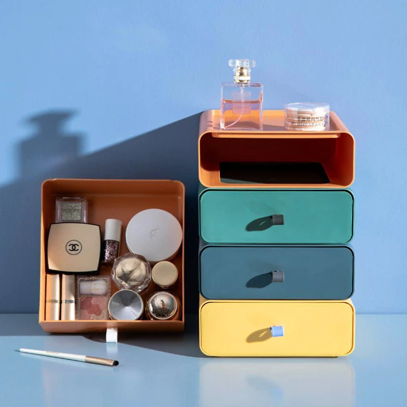 Modular storage boxes with drawers organizer
