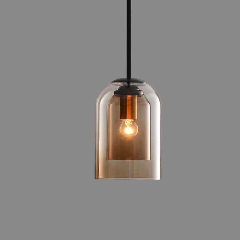 Szklana lampa wisząca Bauhaus z przydymionym kloszem