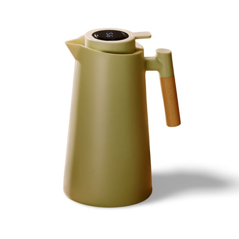 Pouring jug with digital temperature display and handle