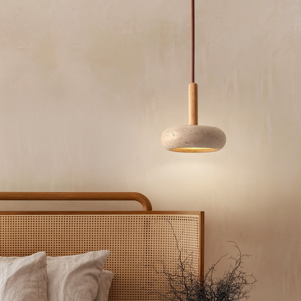 Lampa wisząca z trawertynu nordyckiego