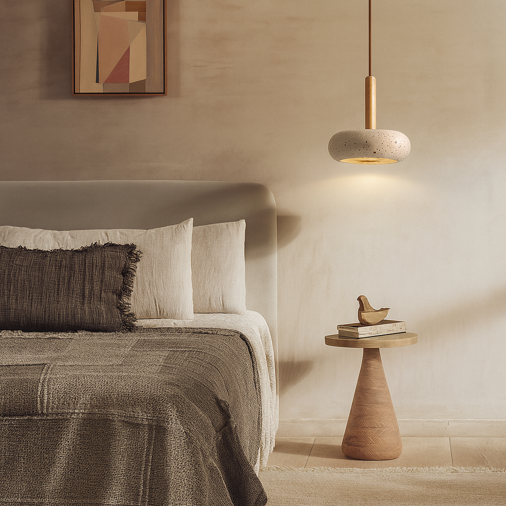 Lampa wisząca z trawertynu nordyckiego