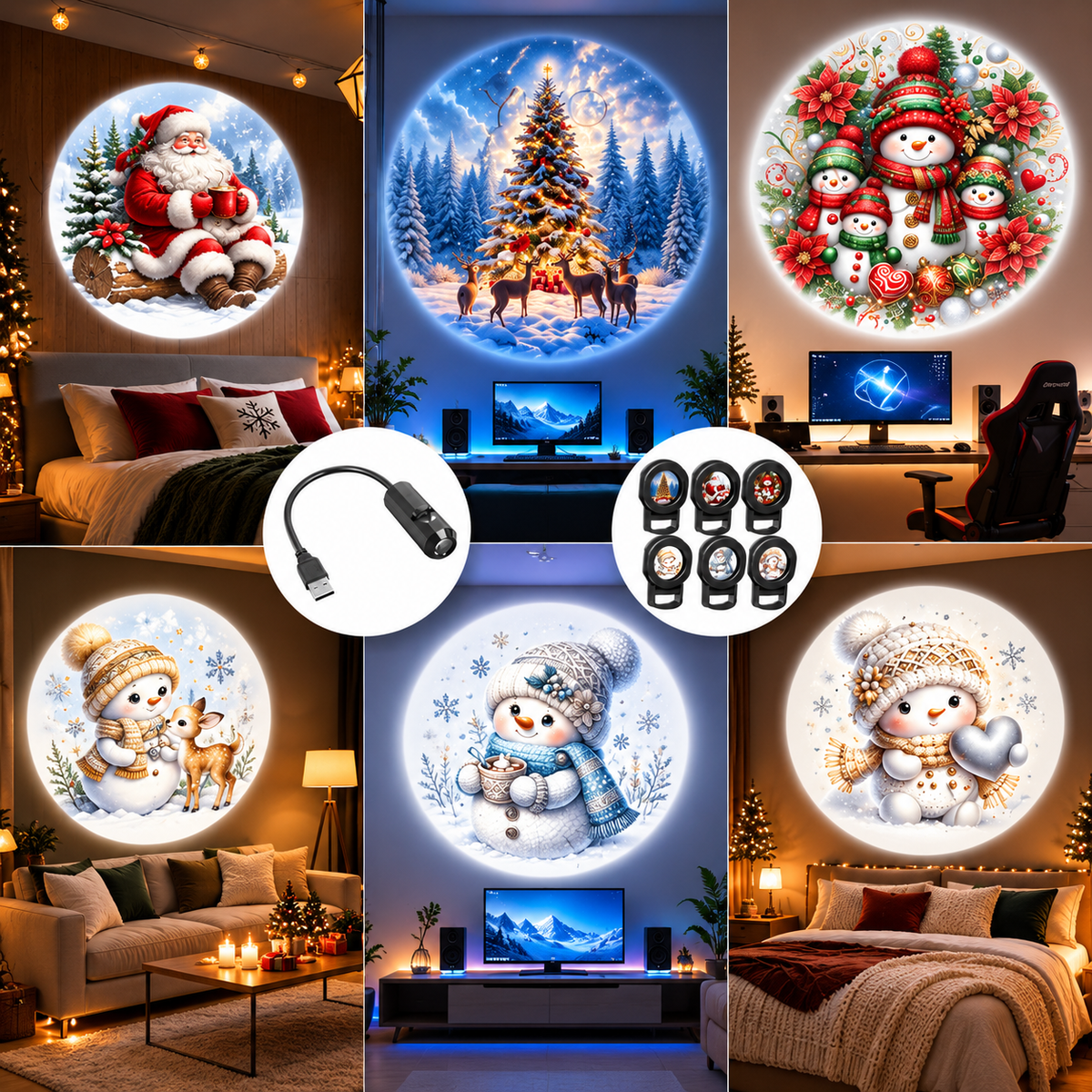 Christmas LED Projector Lamp with Six Christmas Patterns