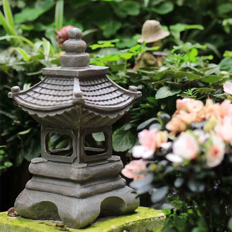Solar­na lampa ogrodowa LED w stylu zen pagoda z efektem kamienia