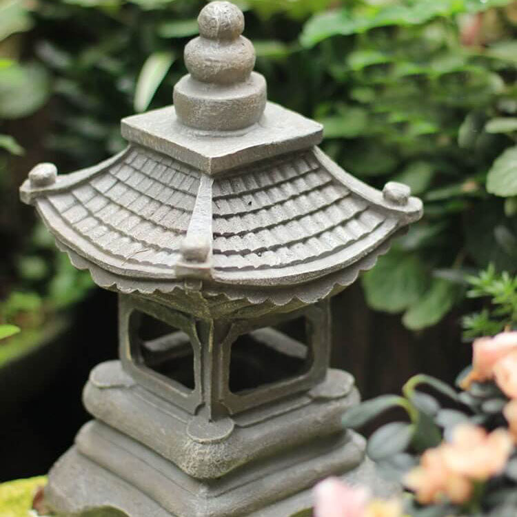 Solar­na lampa ogrodowa LED w stylu zen pagoda z efektem kamienia