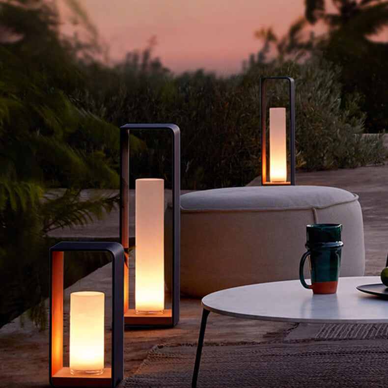 Modern freestanding solar outdoor lamp