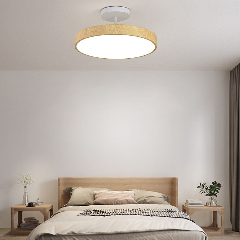 Moderne Japanse ronde LED plafondlamp van hout