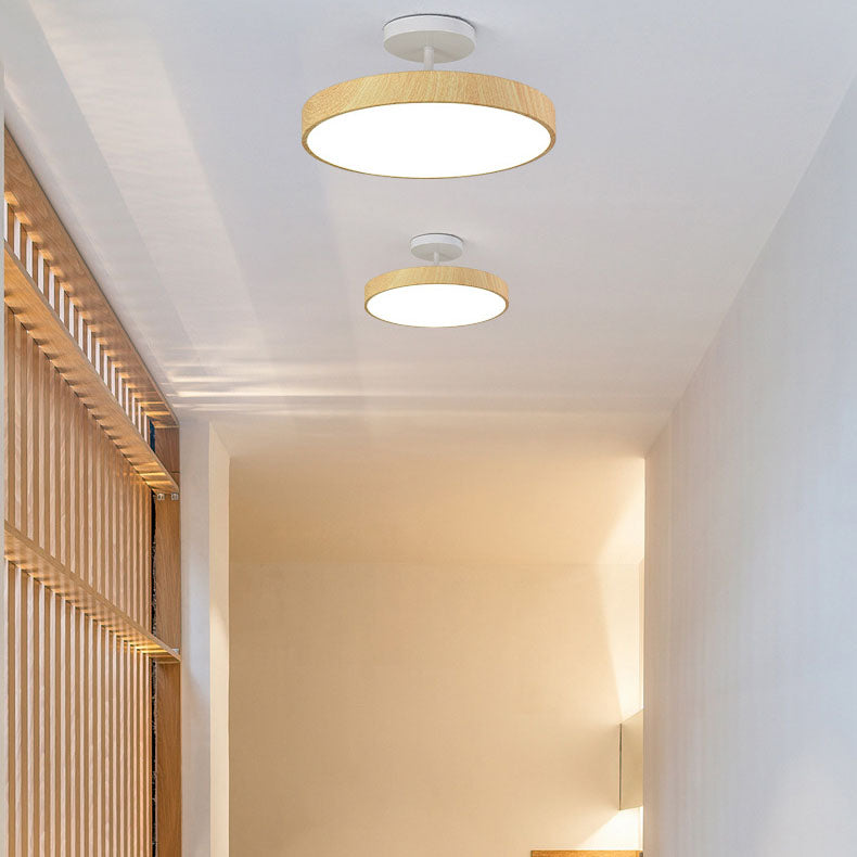 Moderne Japanse ronde LED plafondlamp van hout