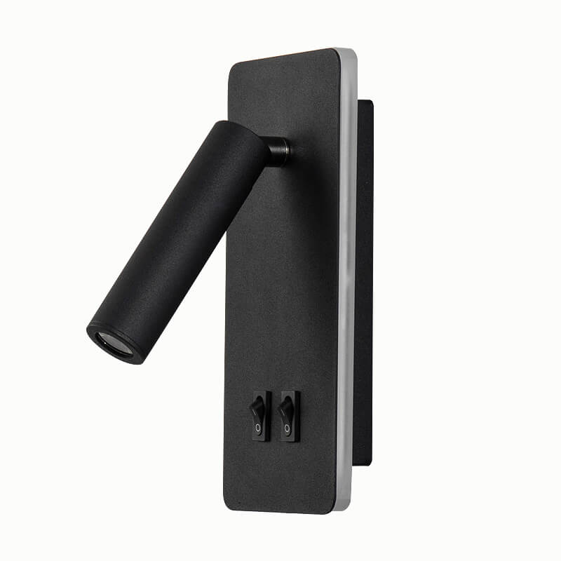 Minimalist LED wall sconce with a rotating reading spotlight