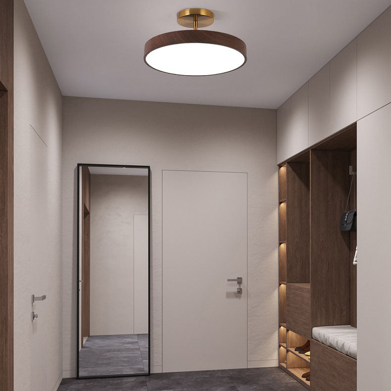 Nowoczesna japońska okrągła lampa sufitowa LED z drewna