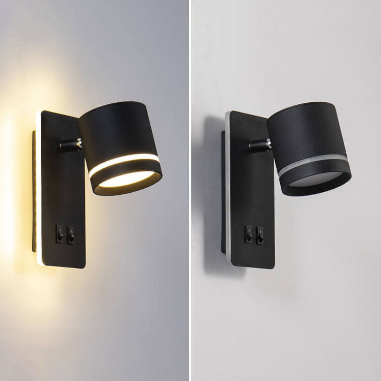 Minimalist LED wall sconce with a rotating reading spotlight