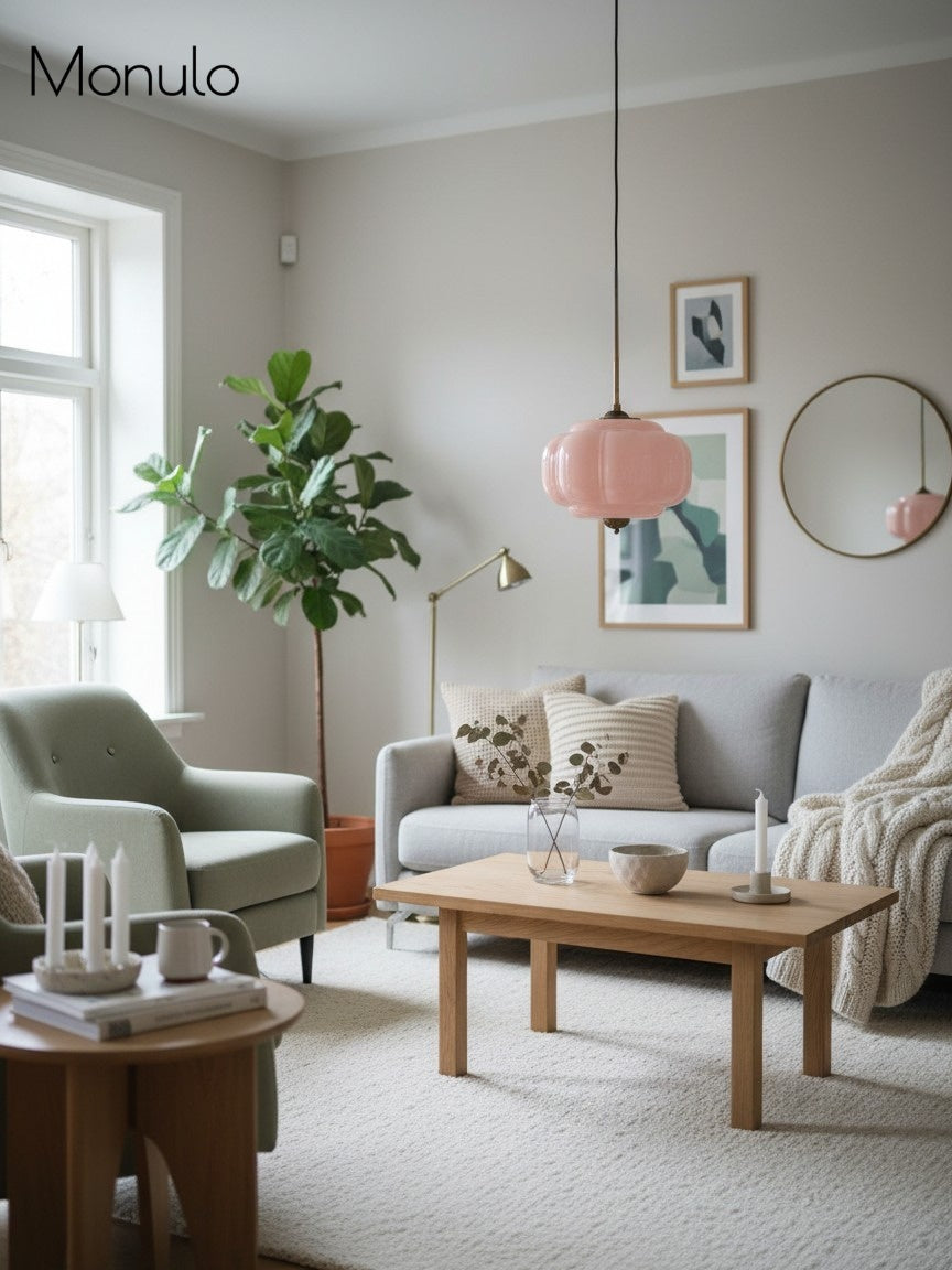 Klasyczna lampa wisząca w kształcie dyni szklana półpłaska