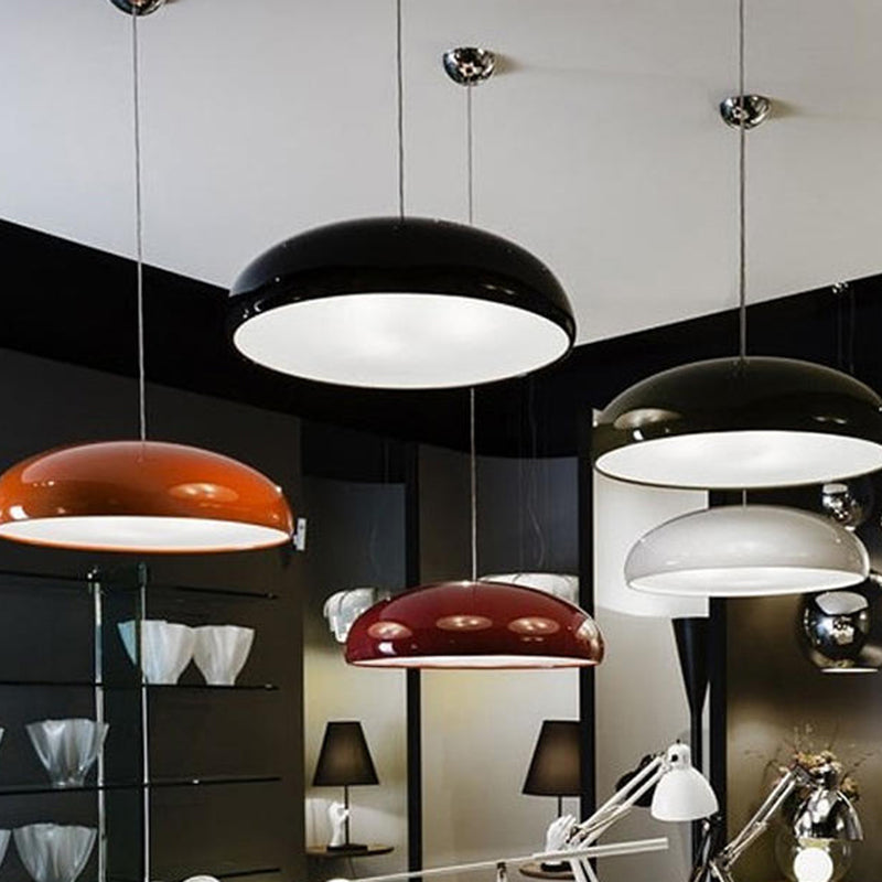 Lampa wisząca półkulista metalowa