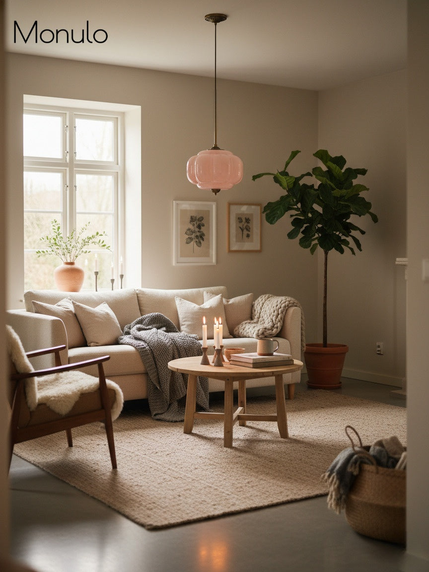 Klasyczna lampa wisząca w kształcie dyni szklana półpłaska