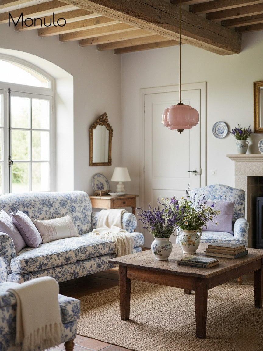 Klasyczna lampa wisząca w kształcie dyni szklana półpłaska