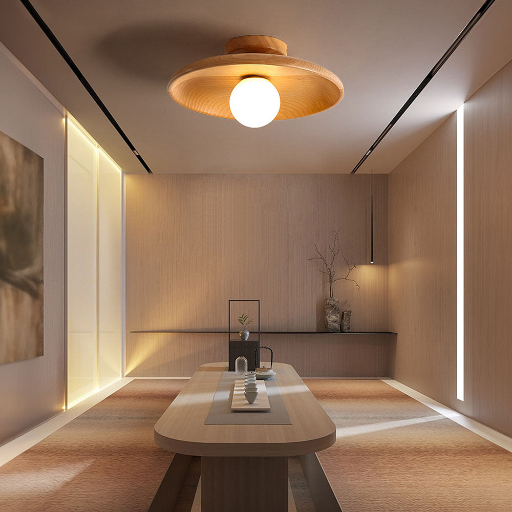 Nowoczesna lampa sufitowa z metalowym talerzem