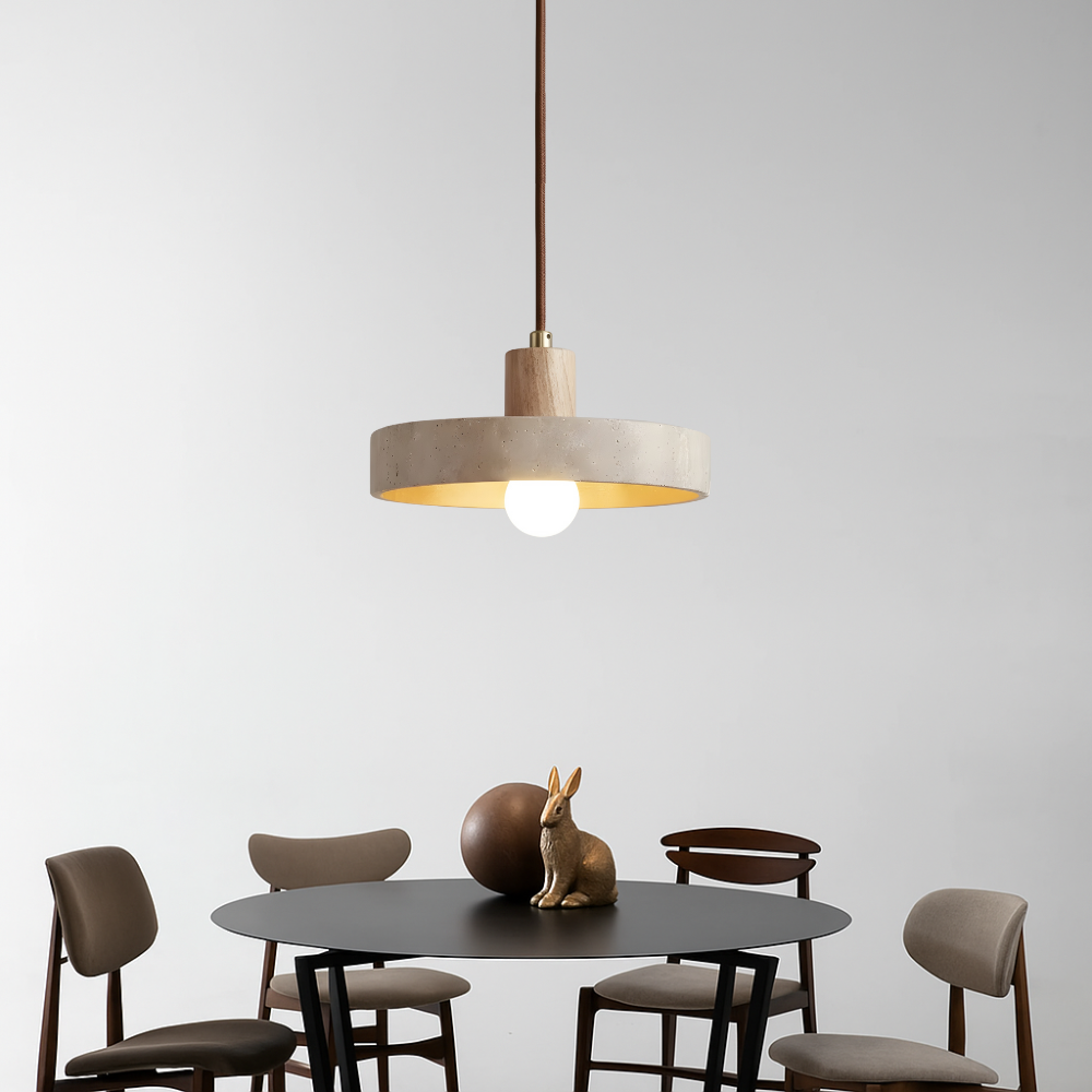 Minimalistyczna lampa wisząca Bauhaus z trawertynu
