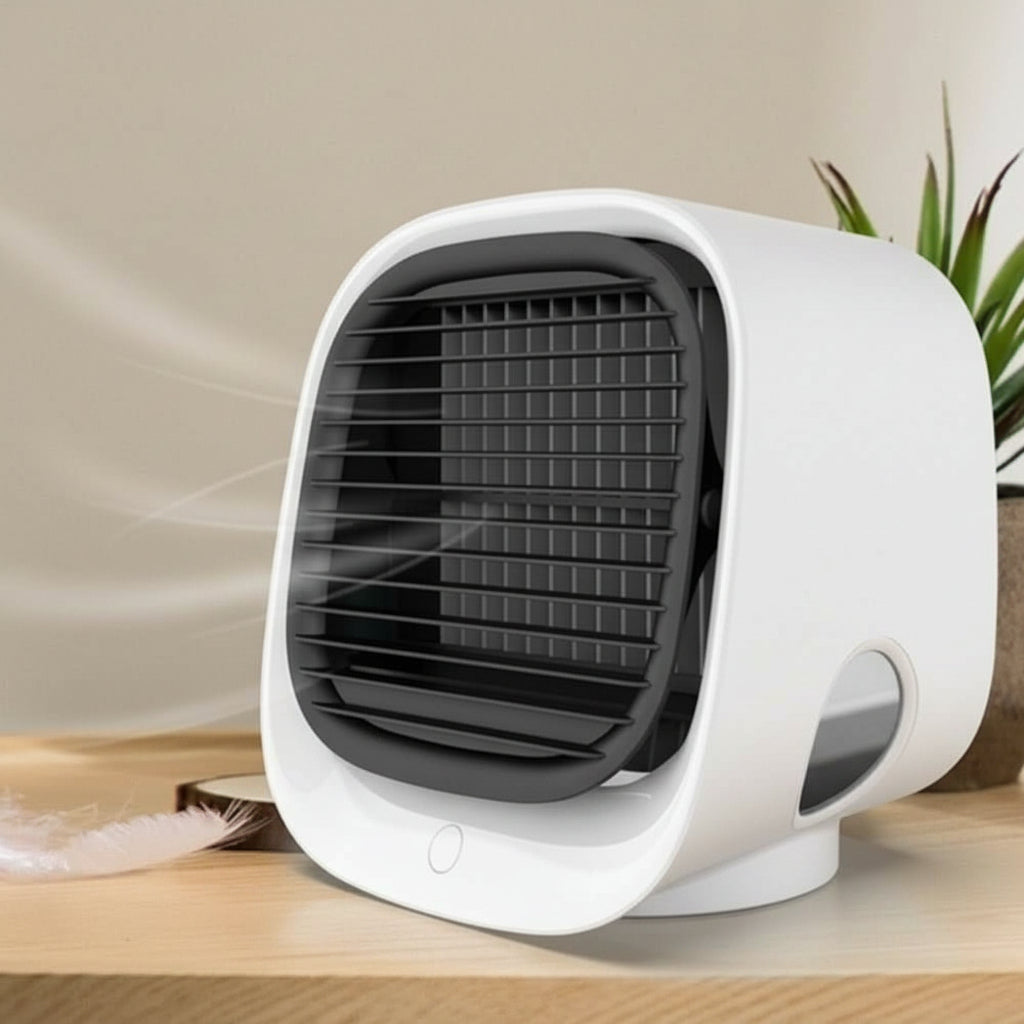 Mini klimatyzator 2-w-1 z nawilżaczem i lampką LED – zasilanie USB