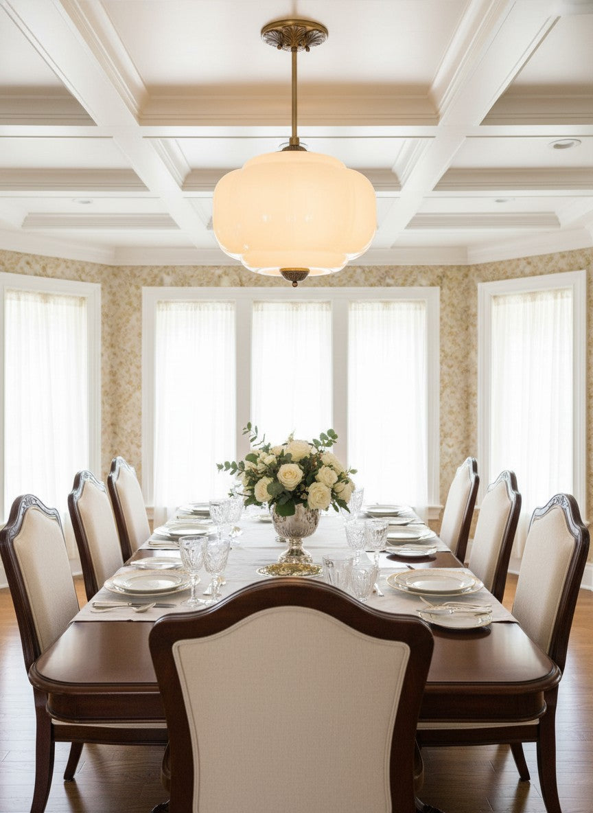 Klasyczna lampa wisząca w kształcie dyni szklana półpłaska